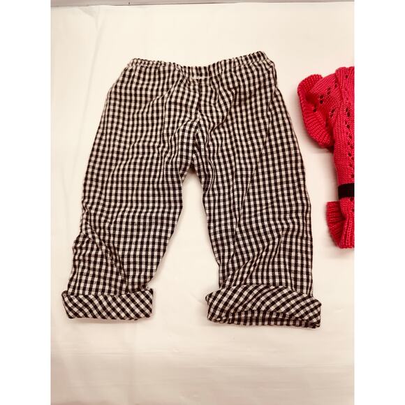American Girl Bitty Baby Doll Pink Crochet Sweater and Black/White Pant Set RARE - Picture 3 of 7